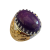 Cincin Batu Akik Giok Ungu Purple Jade Ring Rhodium