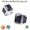 Batu Cincin Akik Black Onyx Octagon Cut Ring Silver Titanium Super 1