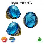 Cincin Batu Akik Blue Topaz Pecah Seribu Size Kantoran 1