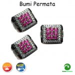 Cincin Batu Akik Pria Wanita Pink Rose Siam Tabur Mata 9 1