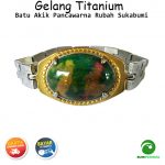 Gelang Titanium Batu Akik Pancawarna Rubah Sukabumi