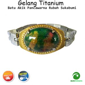 Gelang Titanium Batu Akik Pancawarna Rubah Sukabumi