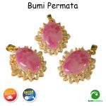 Liontin Wanita Batu Permata Rose Quartz Kecubung Mawar 1