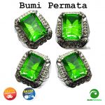 Batu Cincin Pria Moldavite Hijau Octagon Cut 1