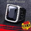 Batu Cincin Akik Black Onyx Kotak Ring Titanium Hitam 2