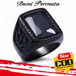 Batu Cincin Akik Black Onyx Kotak Ring Titanium Hitam 1