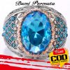 Cincin Pesona Perhiasan Aksesoris Fashion Pria Topaz Platinum Berlian Biru Kristal Mawar Emas Perak 3