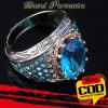 Cincin Pesona Perhiasan Aksesoris Fashion Pria Topaz Platinum Berlian Biru Kristal Mawar Emas Perak 2