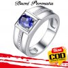 Sapphire Diamond Cincin Perak 925 Pria Wanita Fashion Batu Safir Berlian Silver Ring 2
