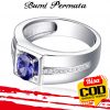 Sapphire Diamond Cincin Perak 925 Pria Wanita Fashion Batu Safir Berlian Silver Ring 1