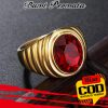 Batu Cincin Akik Merah Siam Oval Cut Gold Titanium Tanam 1