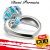 Cincin Wanita Berlian Aquamarine Platinum Yang Mewah Perhiasan Fashion Kawin Kristal Biru Perak Rings 3