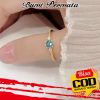 Aquamarine Berlian Cincin Baja Titanium Emas Gold Perhiasan Fashion Wanita Pertunangan Pernikahan Rings 1