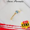 Aquamarine Berlian Cincin Baja Titanium Emas Gold Perhiasan Fashion Wanita Pertunangan Pernikahan Rings 2