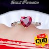 Hati Tanda Cinta Love Berbentuk Cincin Pertunangan Pernikahan Perak S925 Ruby Fashion Wanita Baja Titanium Rings 2