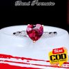 Hati Tanda Cinta Love Berbentuk Cincin Pertunangan Pernikahan Perak S925 Ruby Fashion Wanita Baja Titanium Rings 4