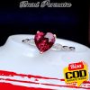 Hati Tanda Cinta Love Berbentuk Cincin Pertunangan Pernikahan Perak S925 Ruby Fashion Wanita Baja Titanium Rings 5