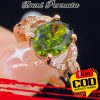 Peridot Cincin Berlian Rose Gold Kristal Titanium Baja Fashion Wanita Pertunangan Pernikahan Rings