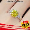 S925 Sterling Perak Cincin Kristal American Diamond Kuning Perhiasan Fashion Wanita Pertunangan Pernikahan Rings 1