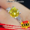 S925 Sterling Perak Cincin Kristal American Diamond Kuning Perhiasan Fashion Wanita Pertunangan Pernikahan Rings 2