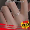 Wanita Elegan Cincin Kristal Perhiasan Fashion Rantai Baja Titanium Pertunangan Pernikahan Rings Adjustable 2