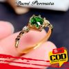 Cincin Baja Titanium Emas Berlian Zamrud Perhiasan Fashion Wanita Pertunangan Pernikahan Rings 4