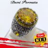 Cincin Kawin Pria Fashion Perhiasan Citrine Kristal Berlian Kuning Baja Titanium Perak Antik Silver Rings 1 2