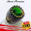 Cincin Kawin Pria Fashion Perhiasan Zamrud Kristal Berlian Hijau Baja Titanium Perak Antik Silver Rings 1