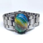 Gelang Titanium Pria Batu Akik Pancawarna Rubah Sukabumi