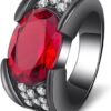 Cincin Import Merah Siam Ruby Oval Cutting Untuk Pria Wanita (2)