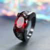 Cincin Import Merah Siam Ruby Oval Cutting Untuk Pria Wanita (2)