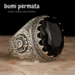 Cincin Pria Elegan Batu Akik Black Onyx Cutting (1)