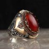 Cincin Pria Keren Merah Siam Import Oval Cabochon (1)