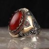 Cincin Pria Keren Merah Siam Import Oval Cabochon (2)