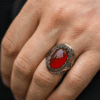 Cincin Pria Keren Merah Siam Import Oval Cabochon (2)